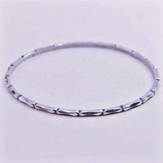 8”, Mexico sterling silver handmade 925 bracelet, bamboo knot textured bangle