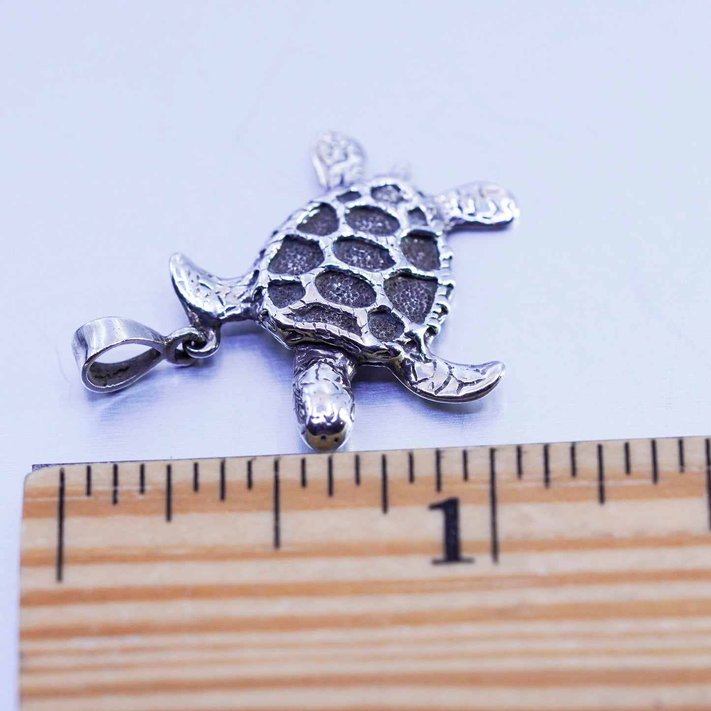 Antique Sterling silver handmade simple 925 sea turtle charm pendant
