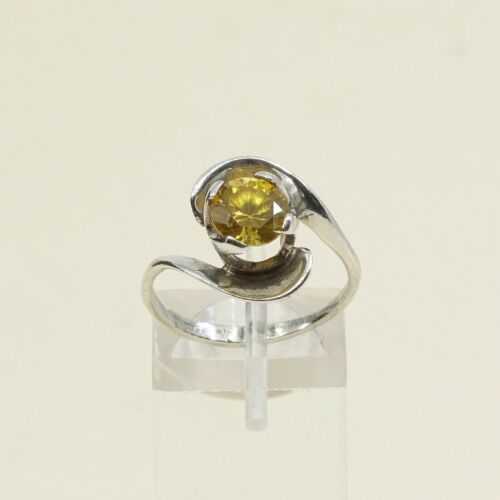 Sz 7.5, Sterling Silver handmade Ring, 925 Silver W/ citrine