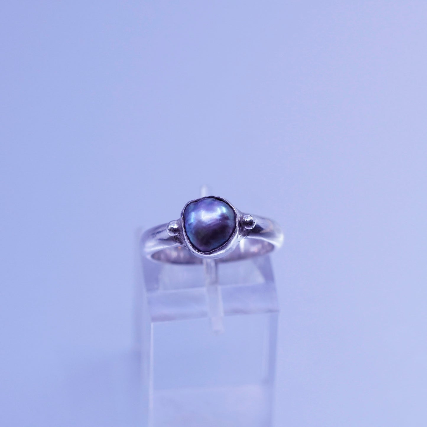 Size 5.75, vintage Sterling 925 silver handmade ring with pearl