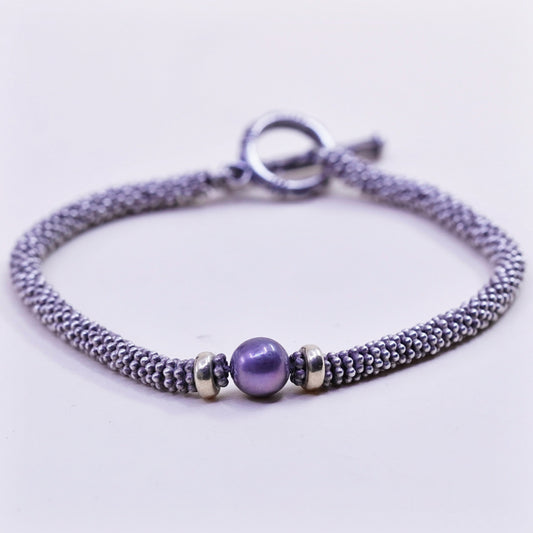 7”, Vintage handmade bracelet, 14K beads with 925 silver beads pearl