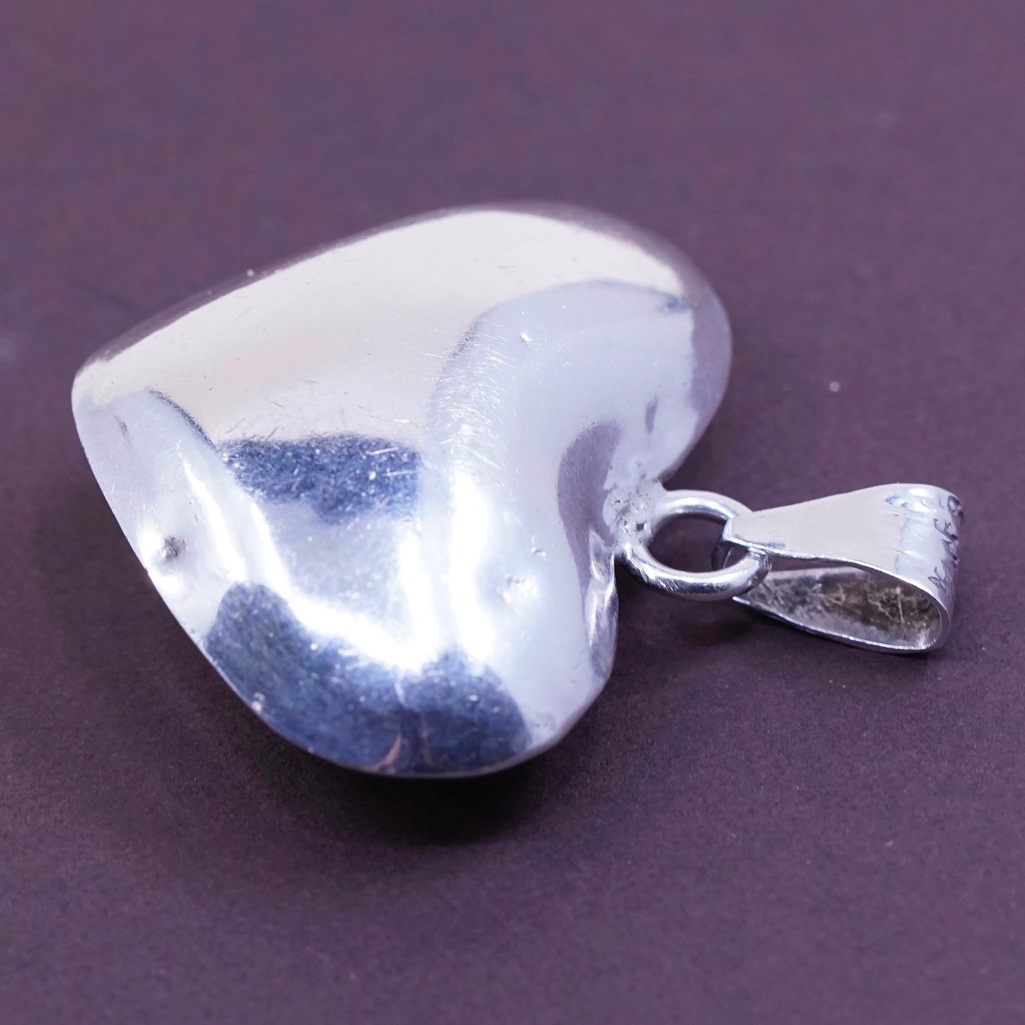 mexico Sterling silver handmade heart pendant, 925 big heart