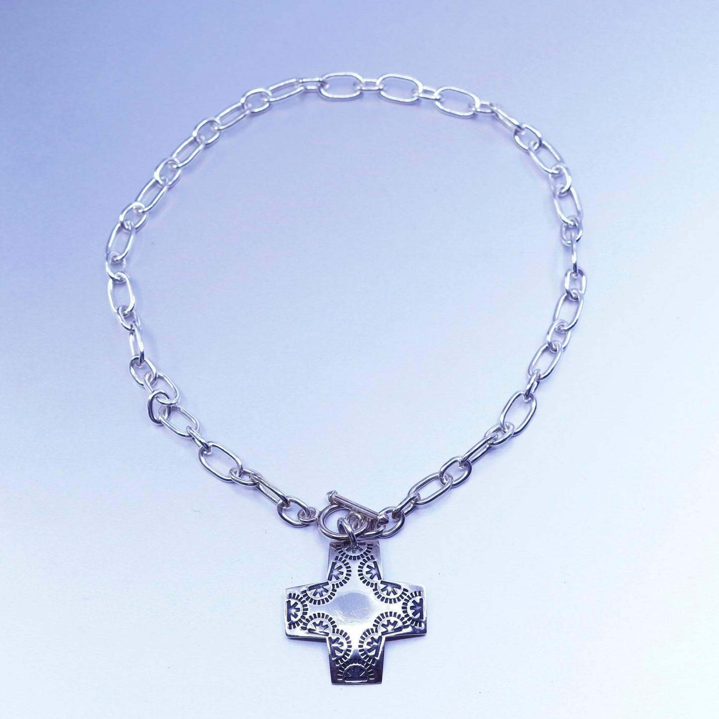 16”, silpada N0557 Sterling silver necklace, 925 circle chain cross pendant