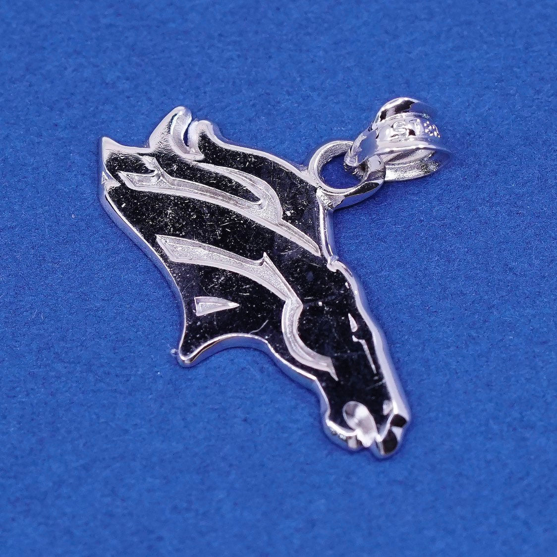 vtg Sterling silver handmade horse pendant, 925 horse charm