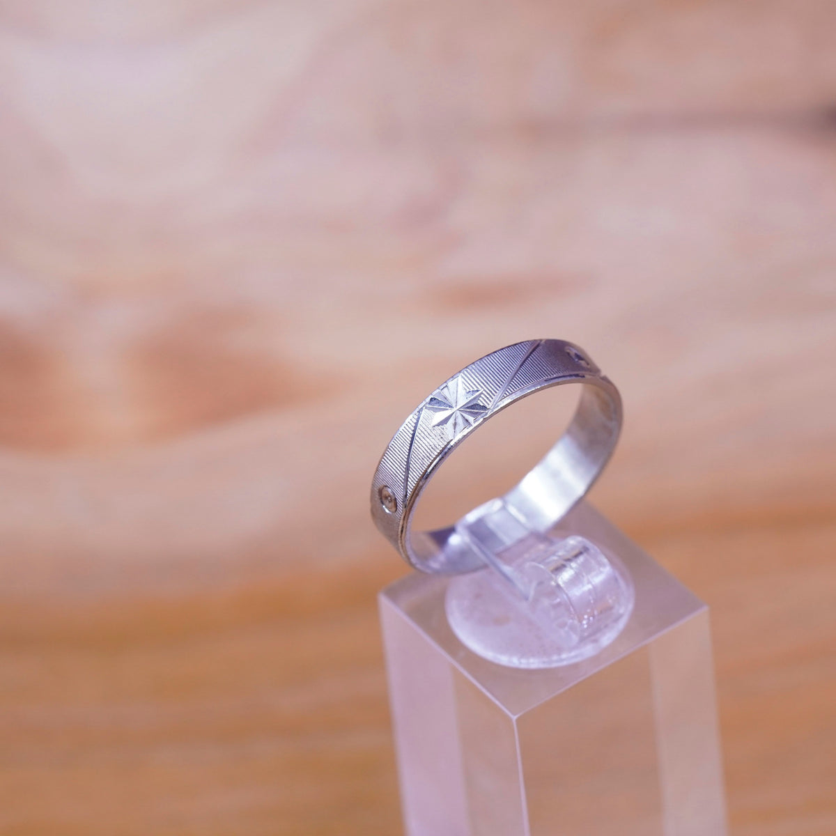 size 11, vintage Sterling silver handmade ring, 925 textured band