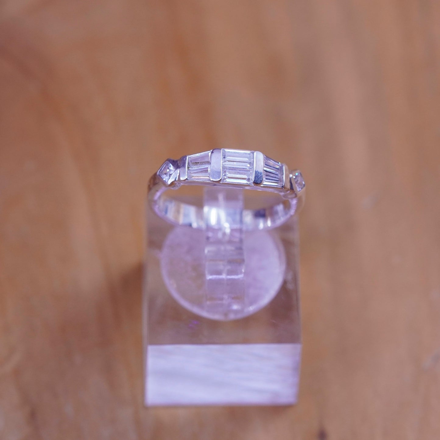 Size 5, vintage Sterling silver ring, 925 band with cz