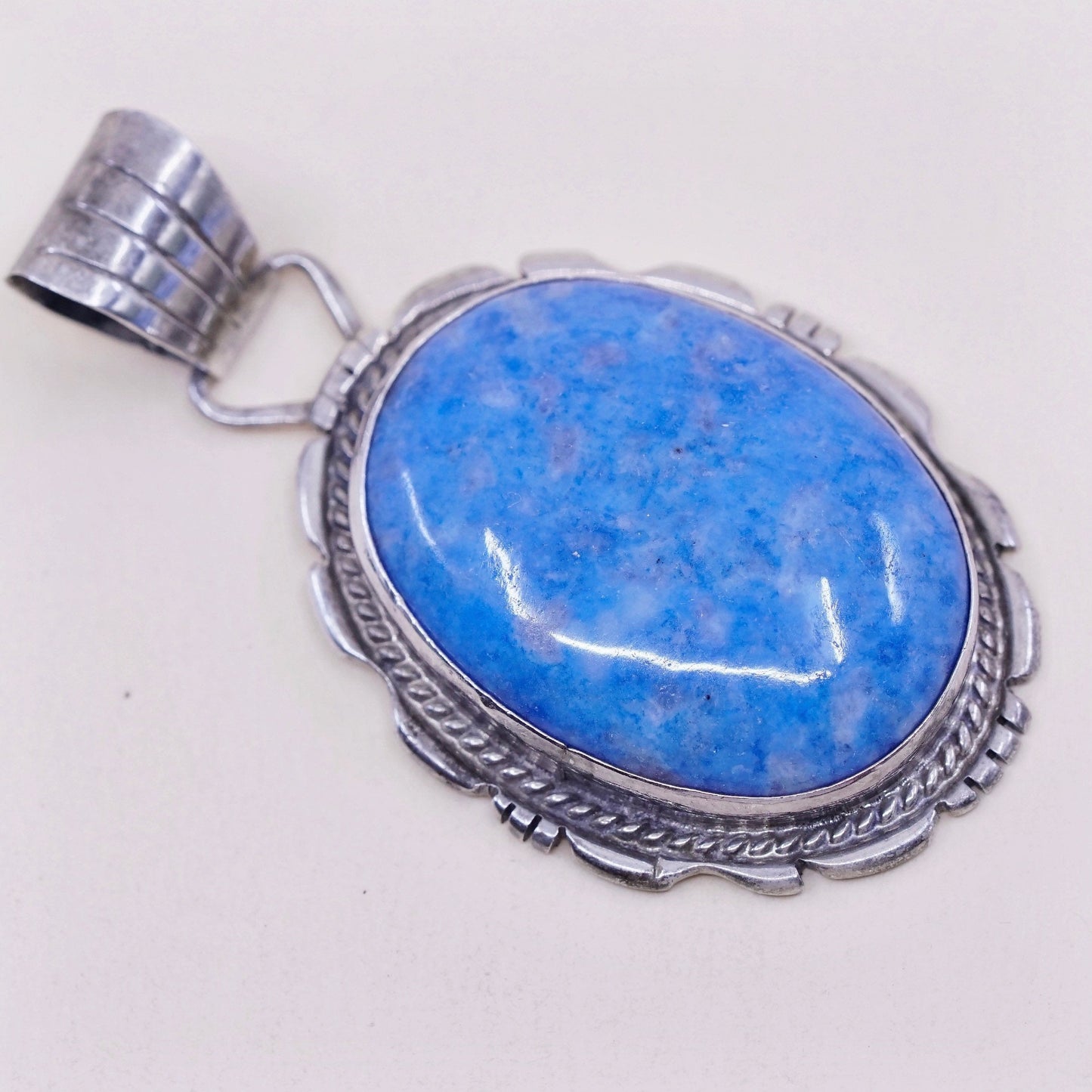 vtg natives American sterling 925 silver handmade pendant with oval sodalite