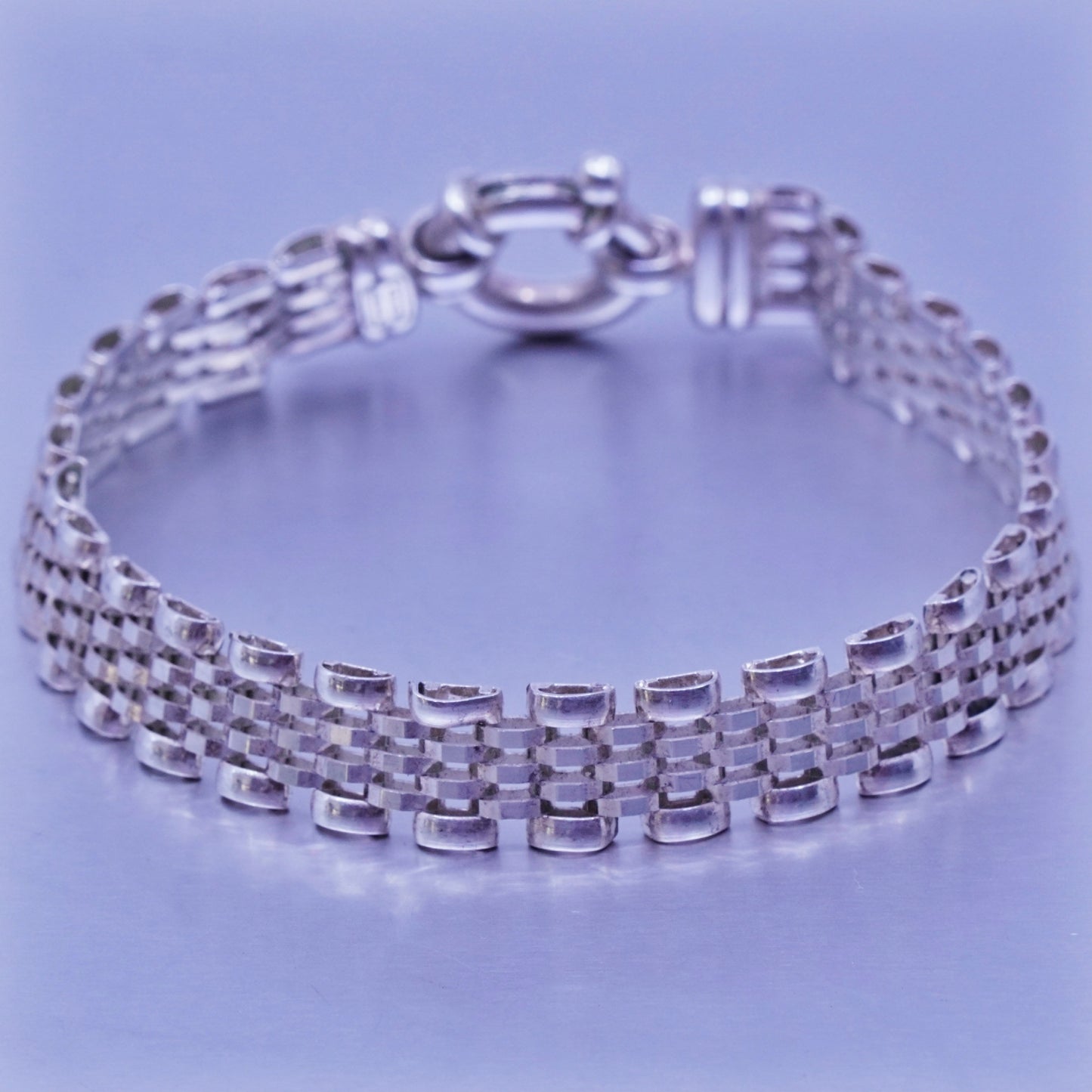 7.75”, 10mm, Italy Milor sterling 925 silver handmade bracelet, mesh chain