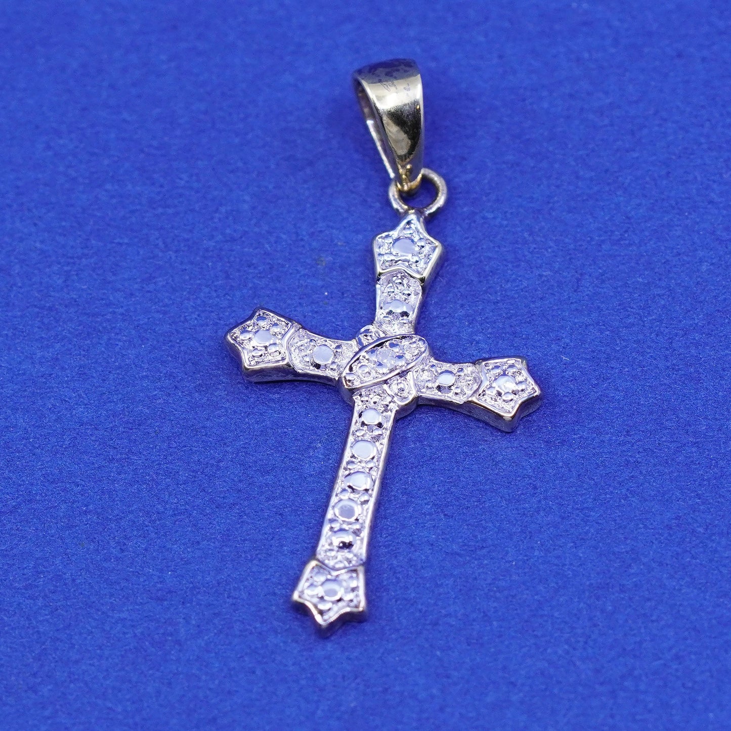 Vintage vermeil gold filled Sterling 925 silver cross with diamond