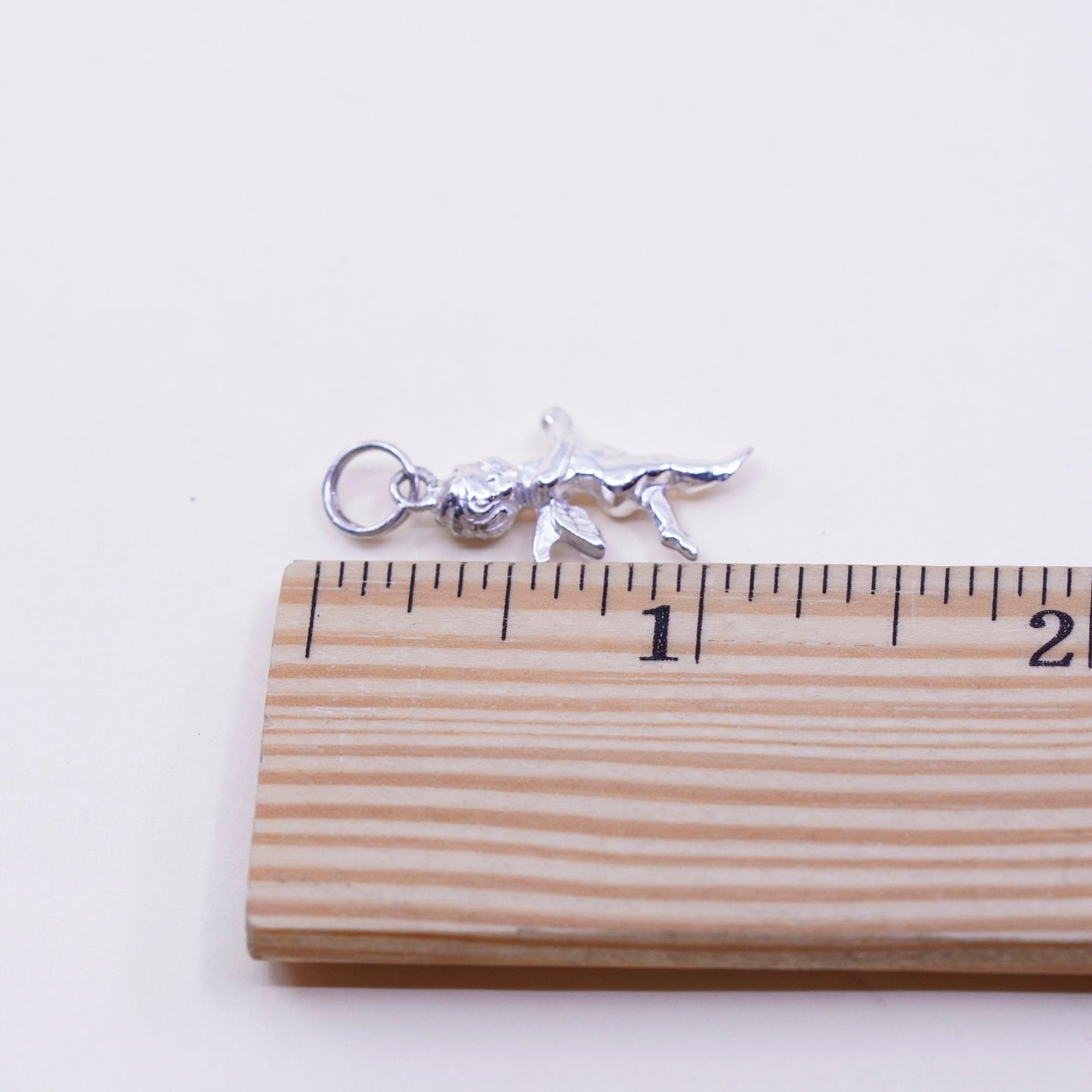 Vintage sterling silver handmade pendant, 925 angel charm