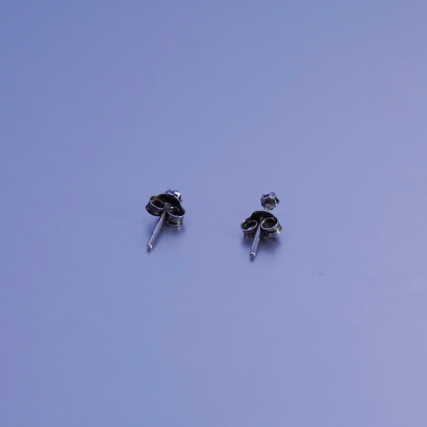 Vintage Sterling 925 silver earrings, studs with tiny ruby inlay