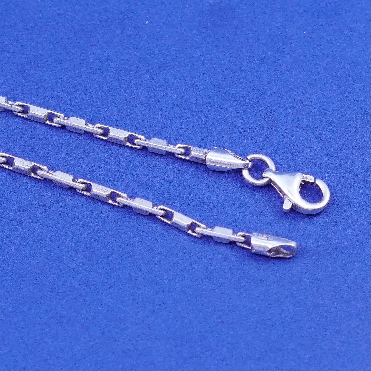 16”, 2mm, vintage Sterling silver handmade necklace, 925 bar chain