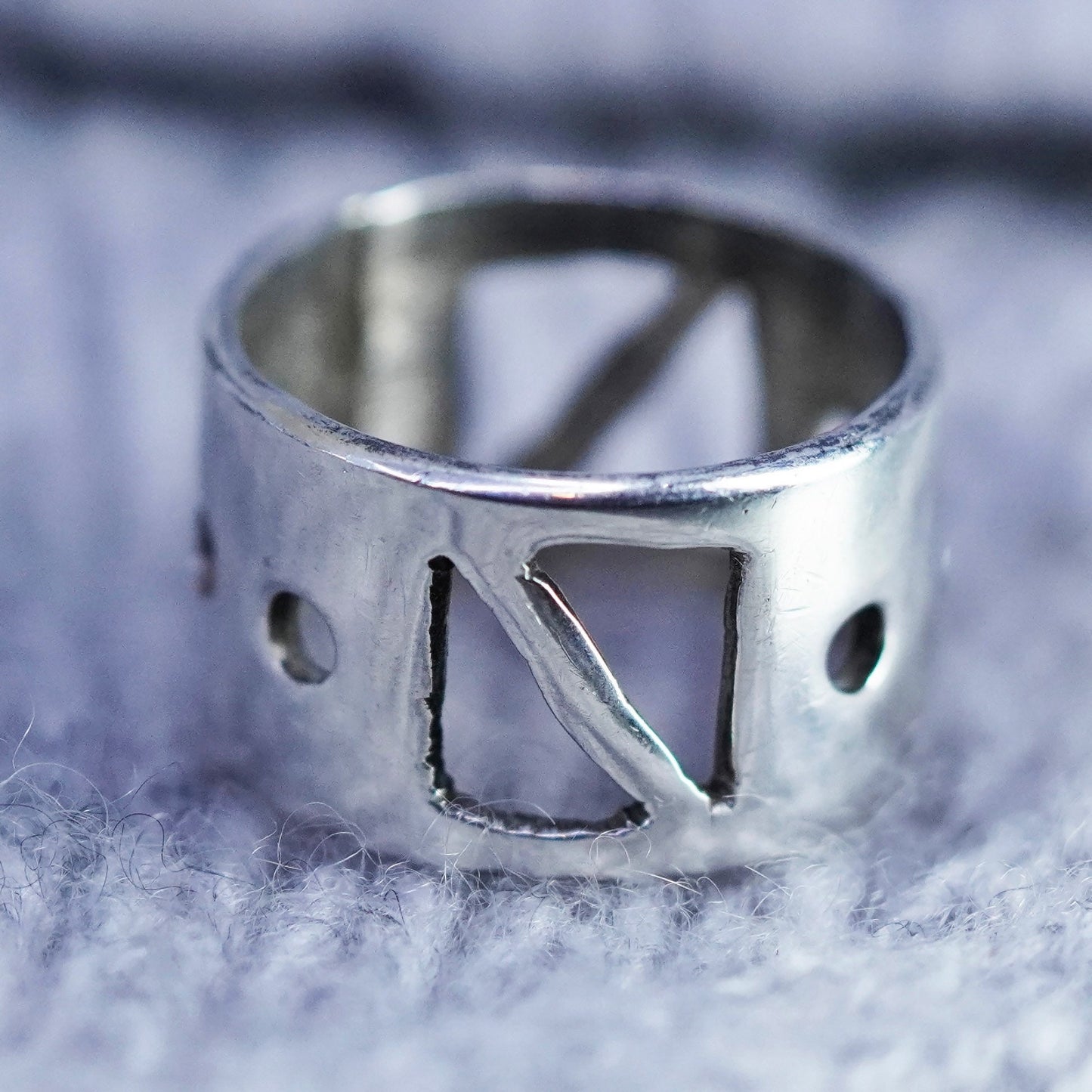 Size 5.5, vintage southwestern Sterling 925 silver handmade ring, wide band