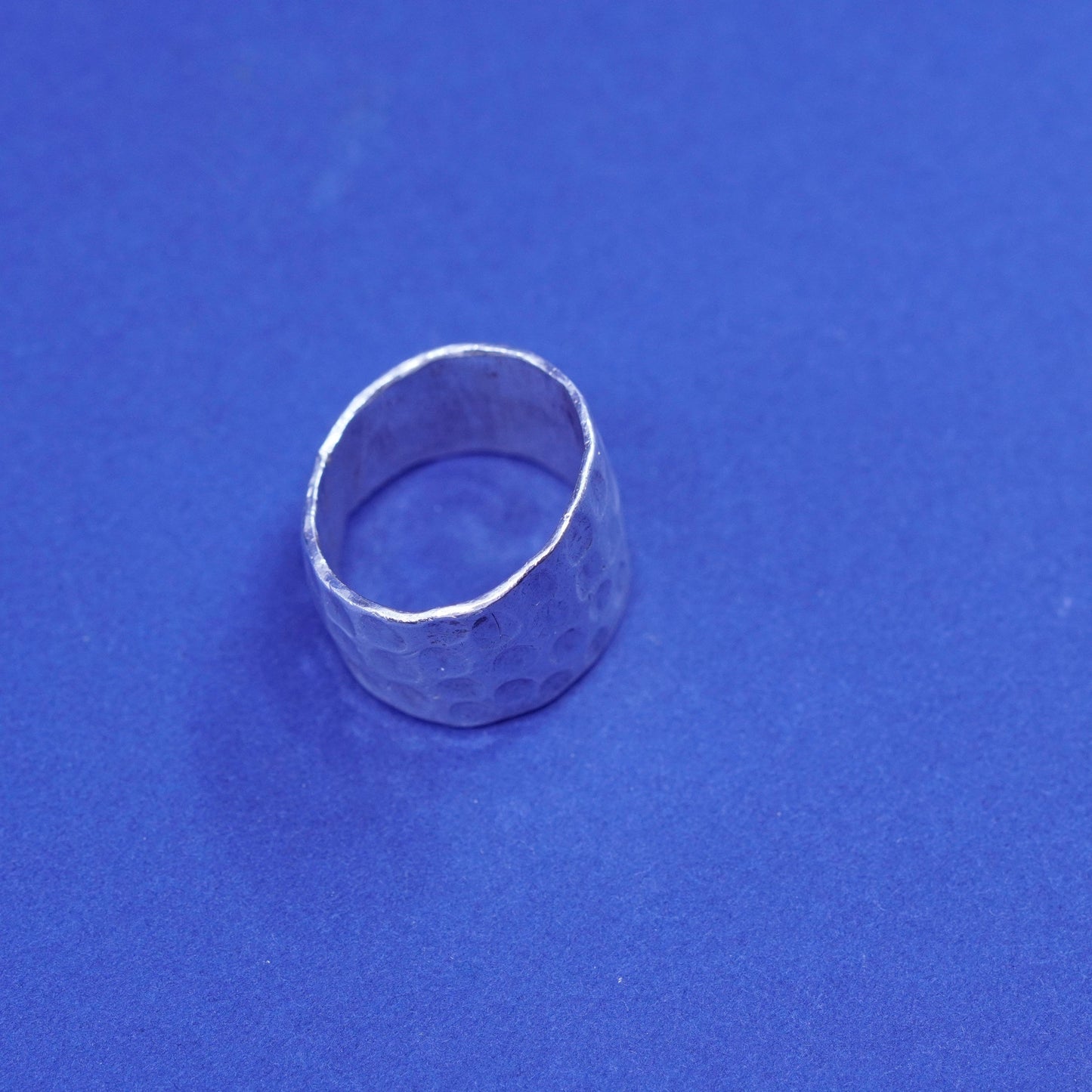 Size 6.25, mexico Sterling silver handmade ring, modern hammered 925 wide band