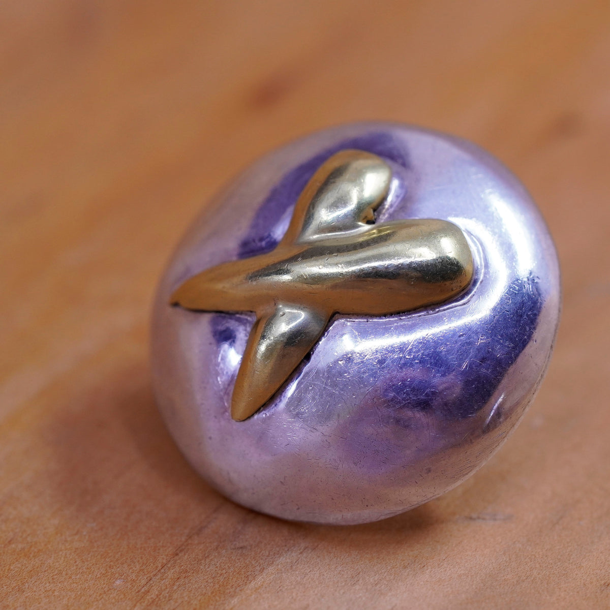 Two Tone Sterling silver handmade earrings, mexico 925 silver round studs