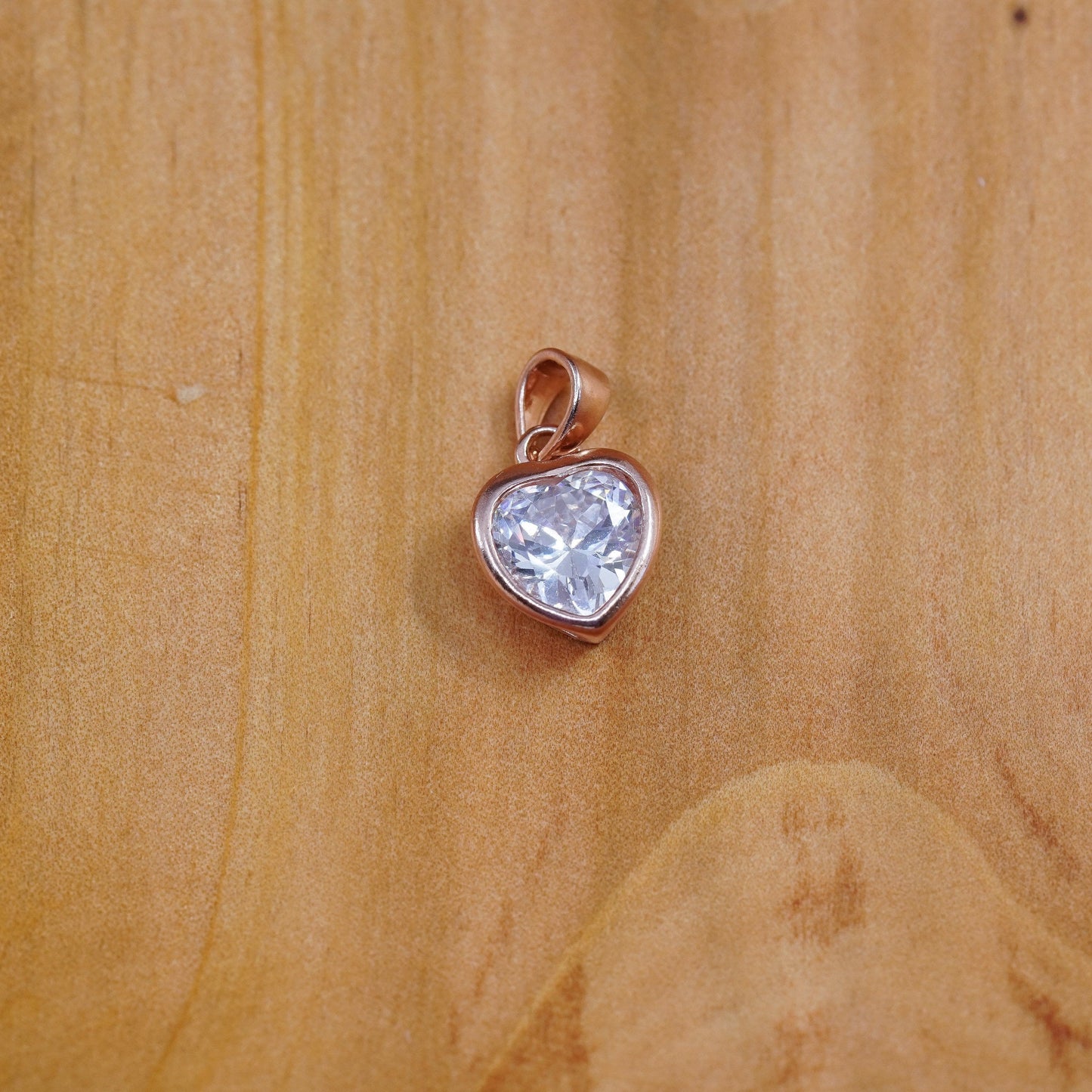 Vintage rose gold over Sterling 925 silver pendant with crystal
