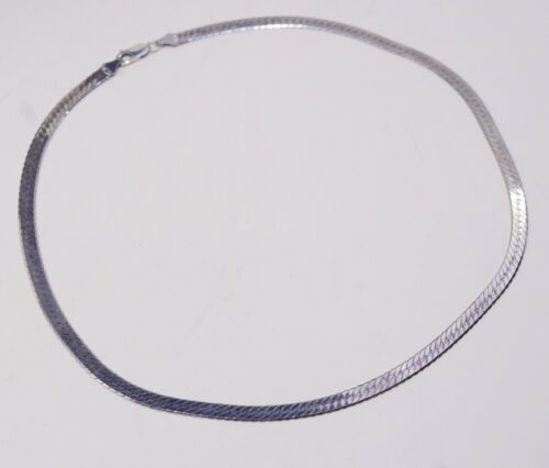 20” 6mm, Vtg 925 Sterling Silver Herringbone chain necklace, Stamped 925