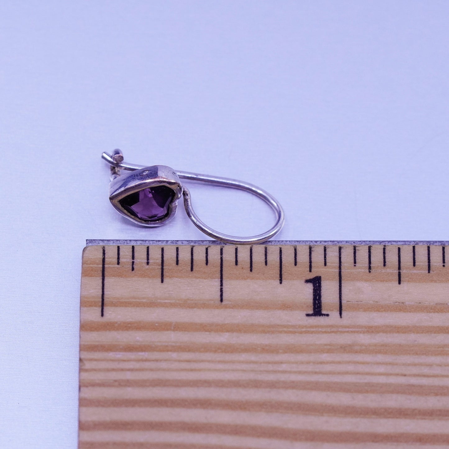 Vintage Sterling 925 silver earrings with heart amethyst