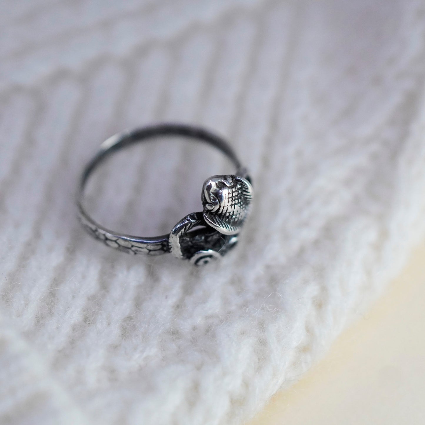 Size 8.25, vintage Sterling silver handmade ring, 925 snake band