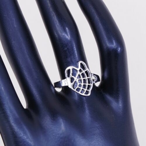 Sz 8.5, Vtg Sterling Silver Handmade Ring, 925 Silver Band W/ Filigree Wing