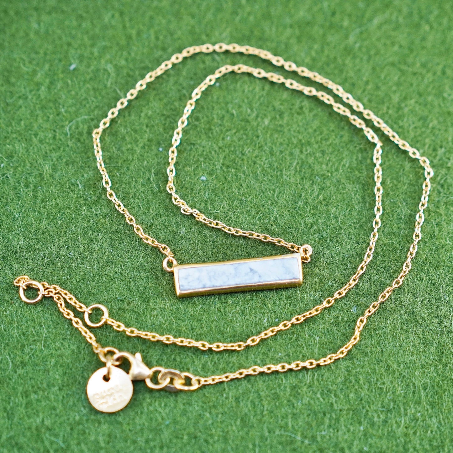 16+2”, Pura Vida vermeil gold sterling 925 silver necklace, marble bar pendant