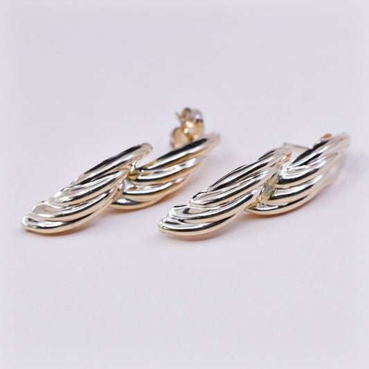 1.2g, vintage 14K yellow gold earrings, real gold ribbed shell studs , stamped 14K PPC