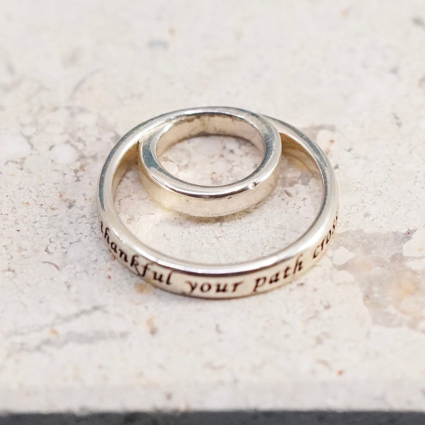 sterling silver pendant, 925 circle charm “I am thankful your path crossed mine