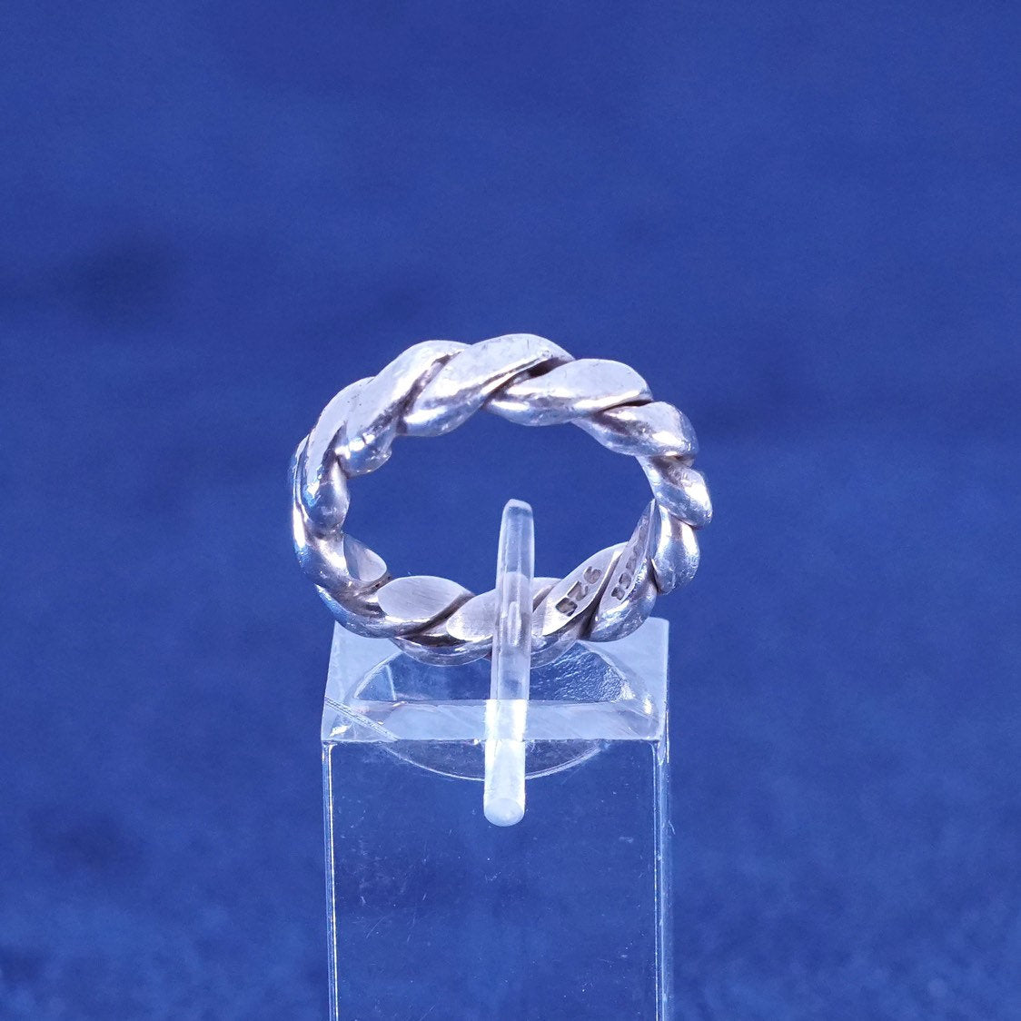 sz 6, vtg Sterling silver handmade ring, Mexico 925 cable band