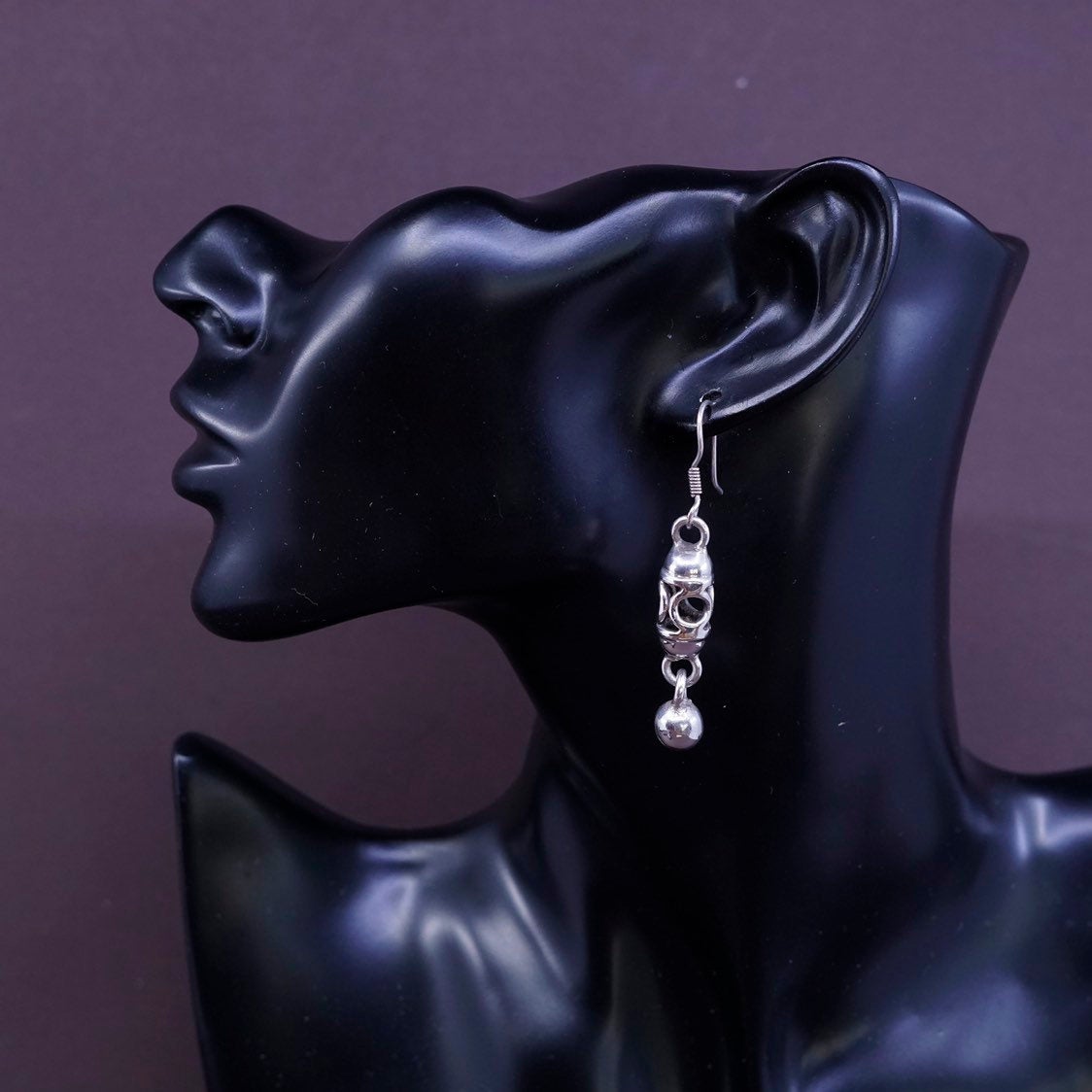 Vintage Sterling silver handmade earrings, 925 filigree and beads drops