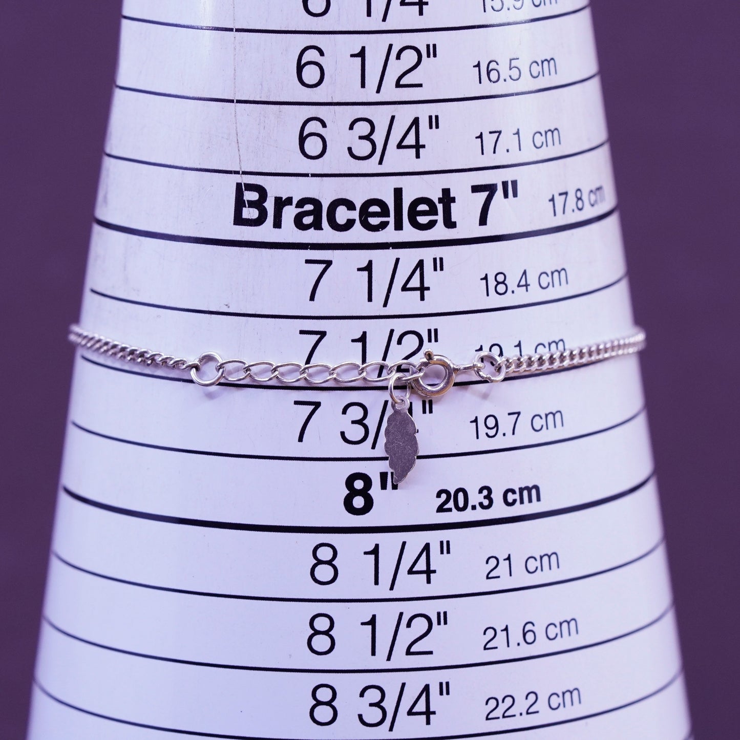 7.5”, vintage Sterling silver handmade curb bracelet w/ “love you so much” bar