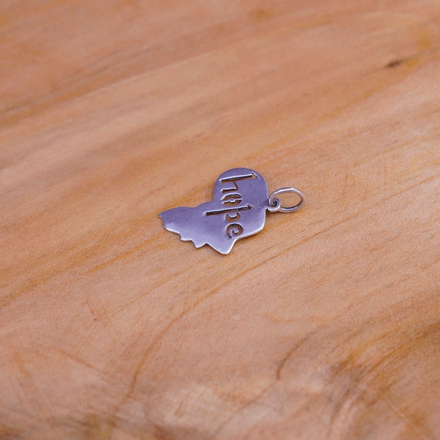 Vintage Sterling silver handmade pendant, 925 Africa charm with “hope”