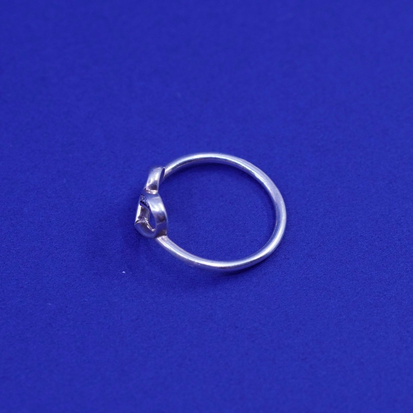 Size 7, vintage ALE Sterling 925 silver handmade heart ring with cz