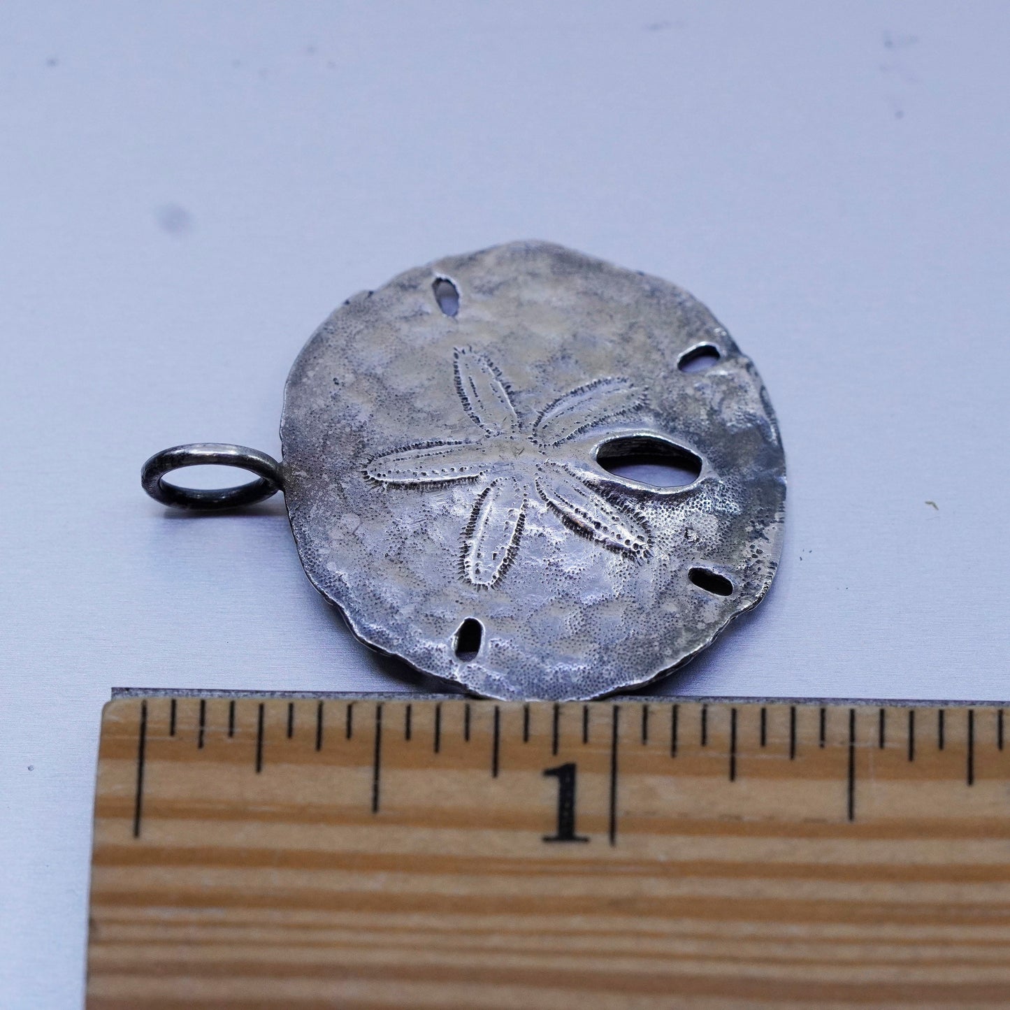 Vintage Doskow Sterling silver handmade charm, 925 sand dollar pendant