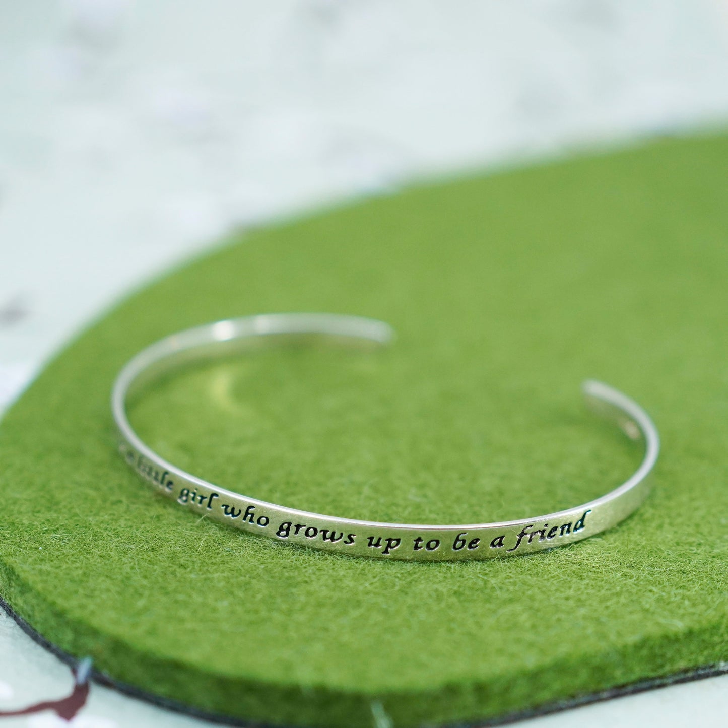 7.5”, Sterling silver bracelet, modern handmade 925 cuff “a daughter is a girl