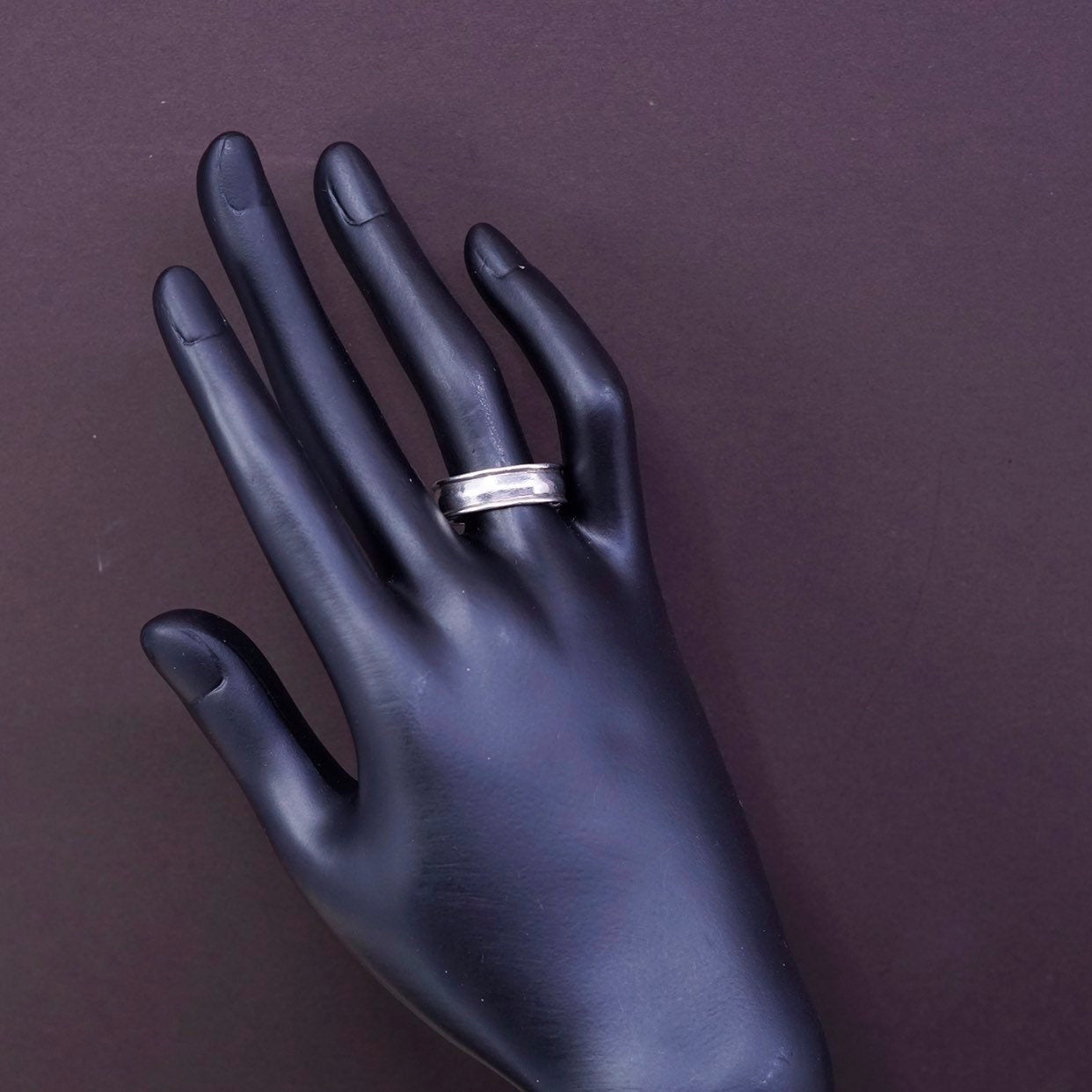 sz 9.75, vtg Sterling silver handmade ring, mexico 925 band w/ accent