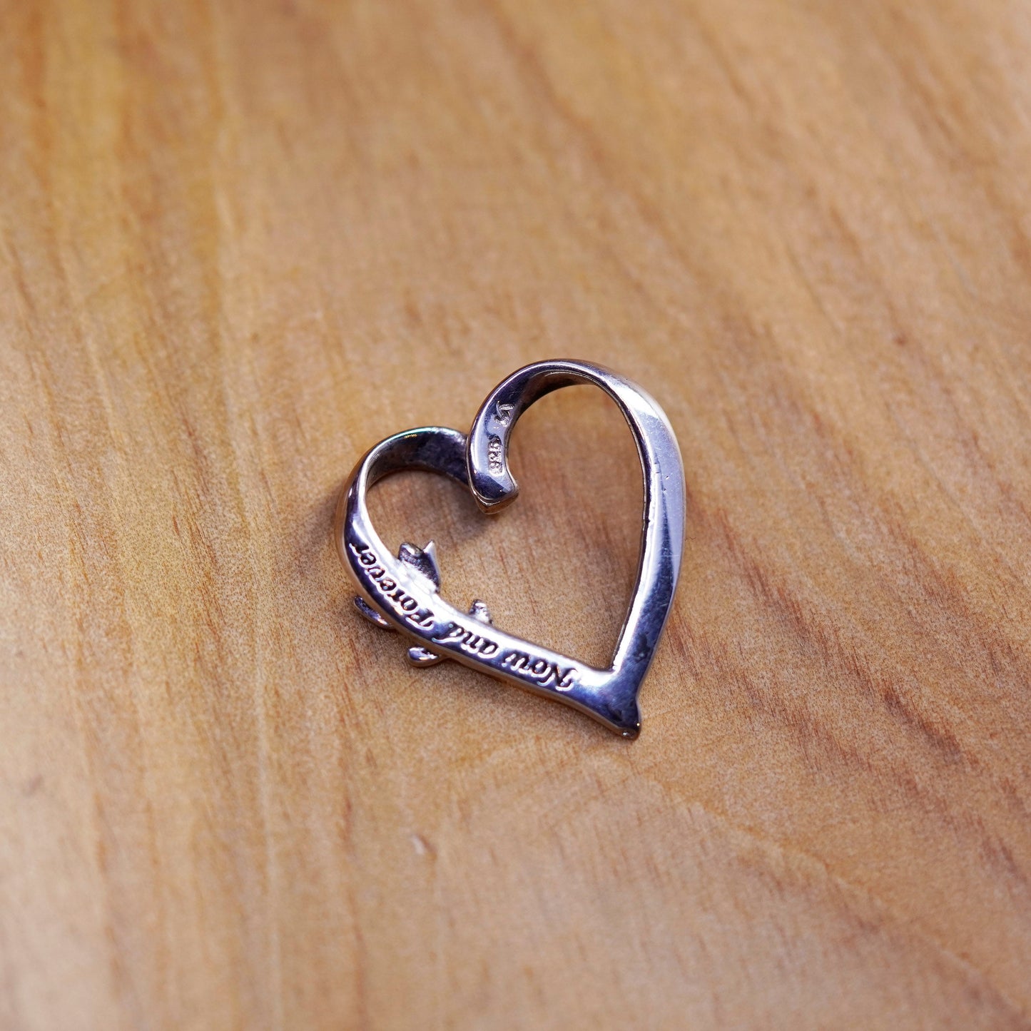 Sterling silver quote pendant, 925 heart “best friends now and forever”