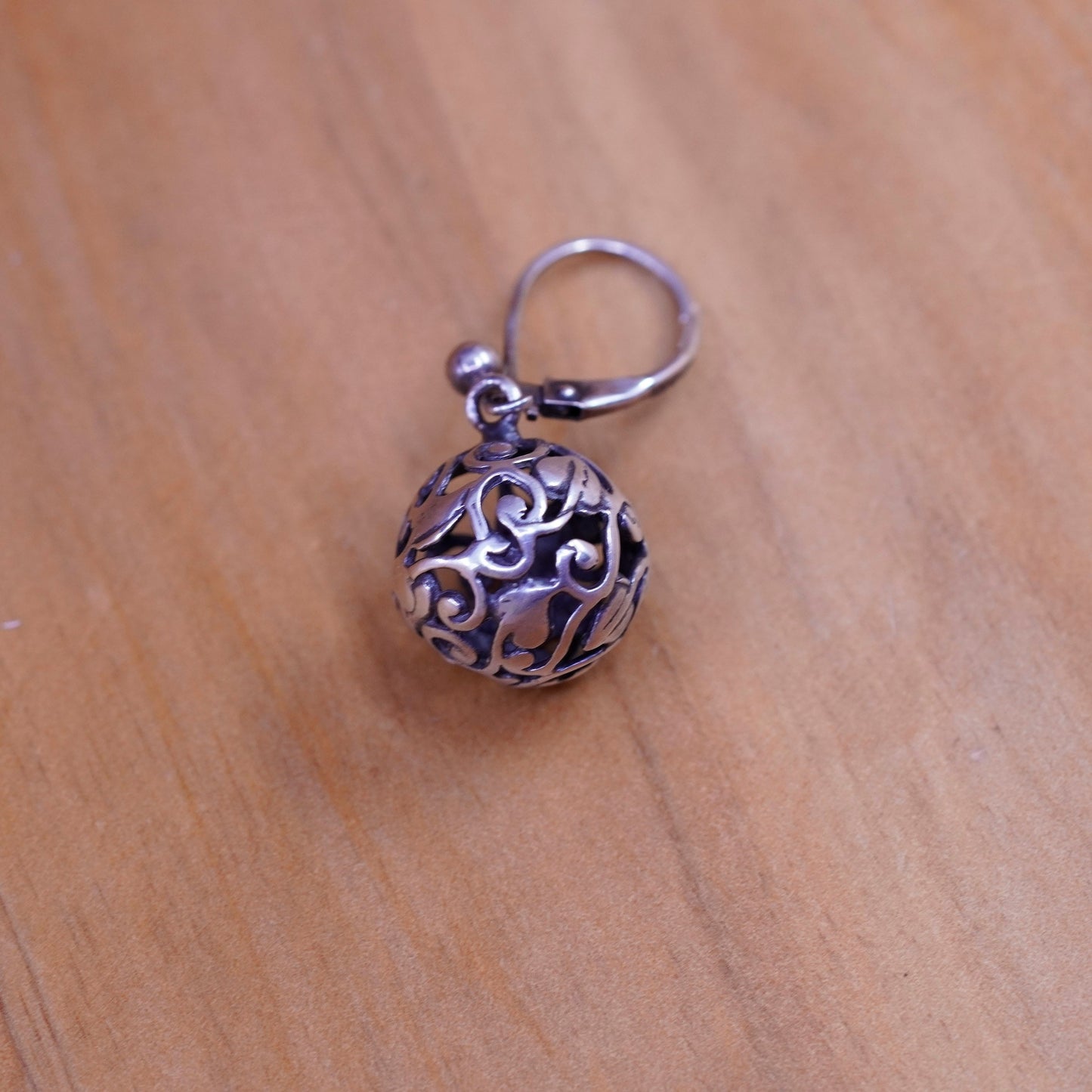 Vintage Sterling silver handmade earrings, 925 filigree bead drops