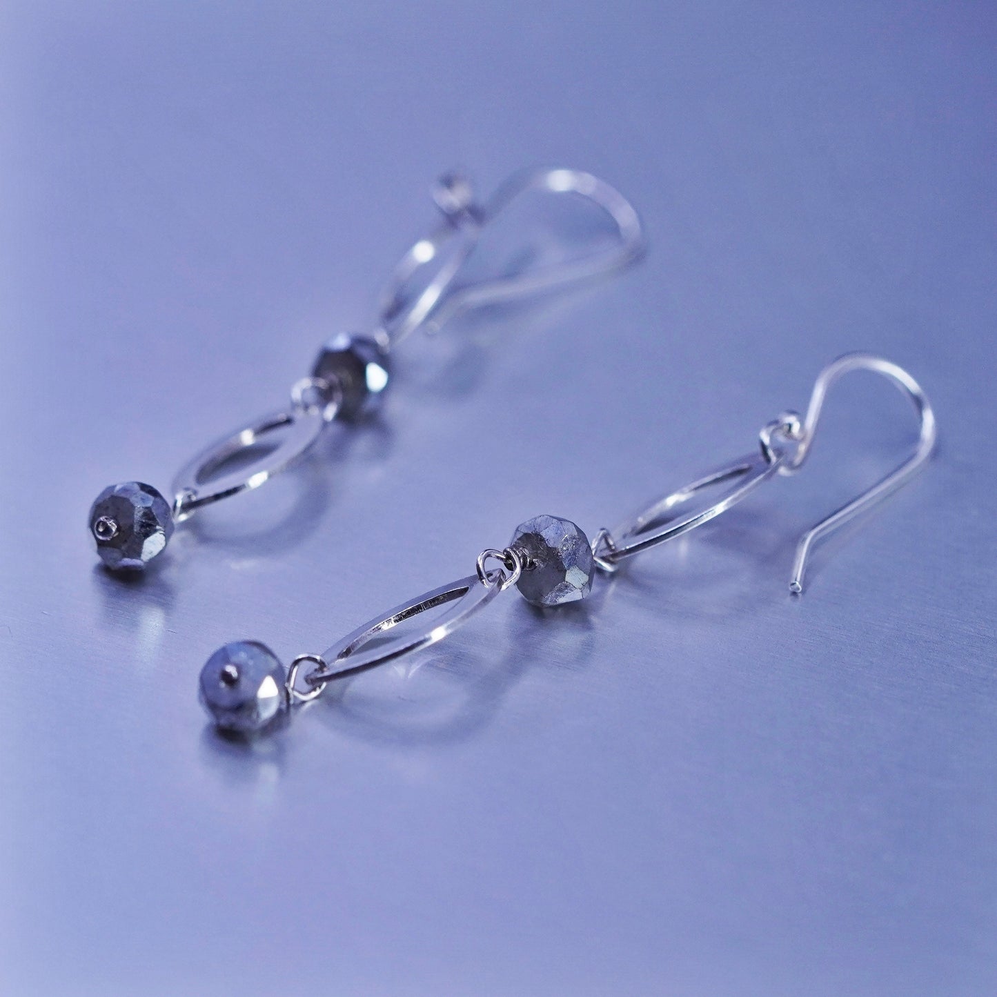 Vintage Sterling 925 silver handmade earrings with hematite