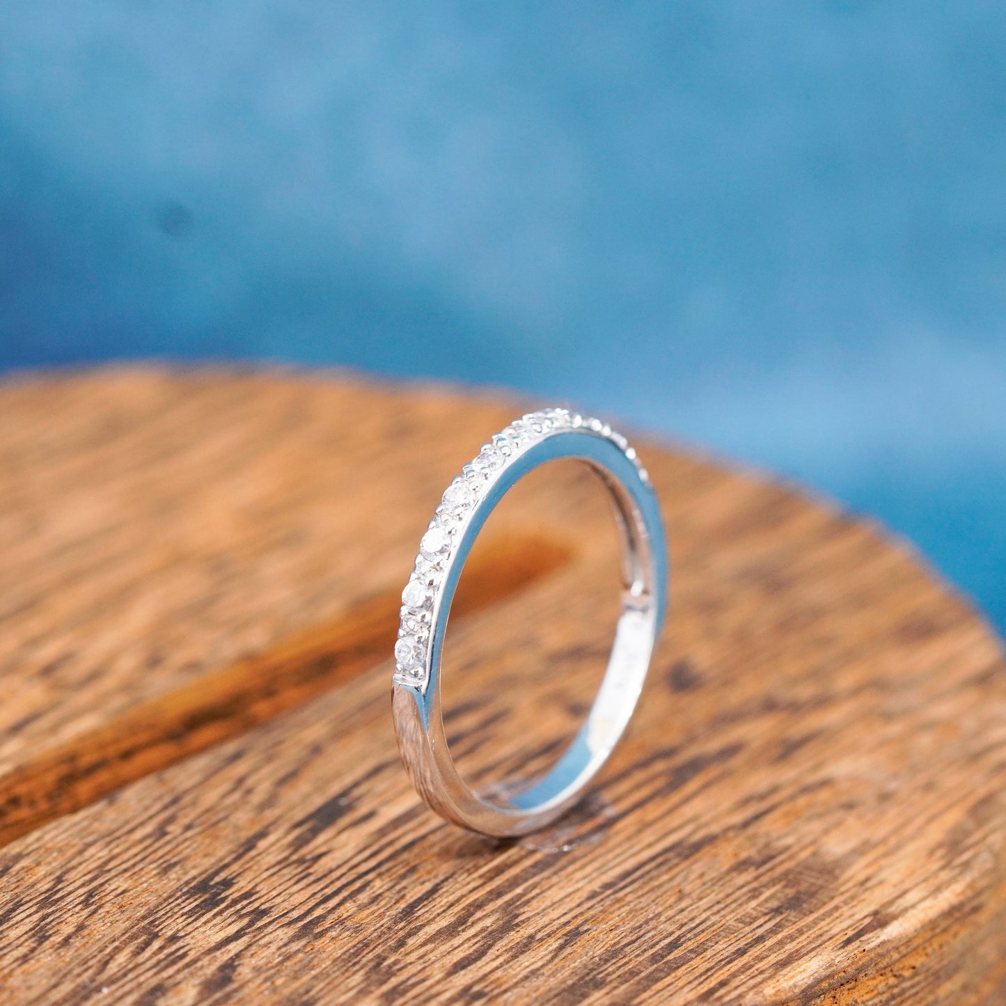 Size 11.25, Sterling 925 silver handmade ring, 925 stackable wedding band Cz