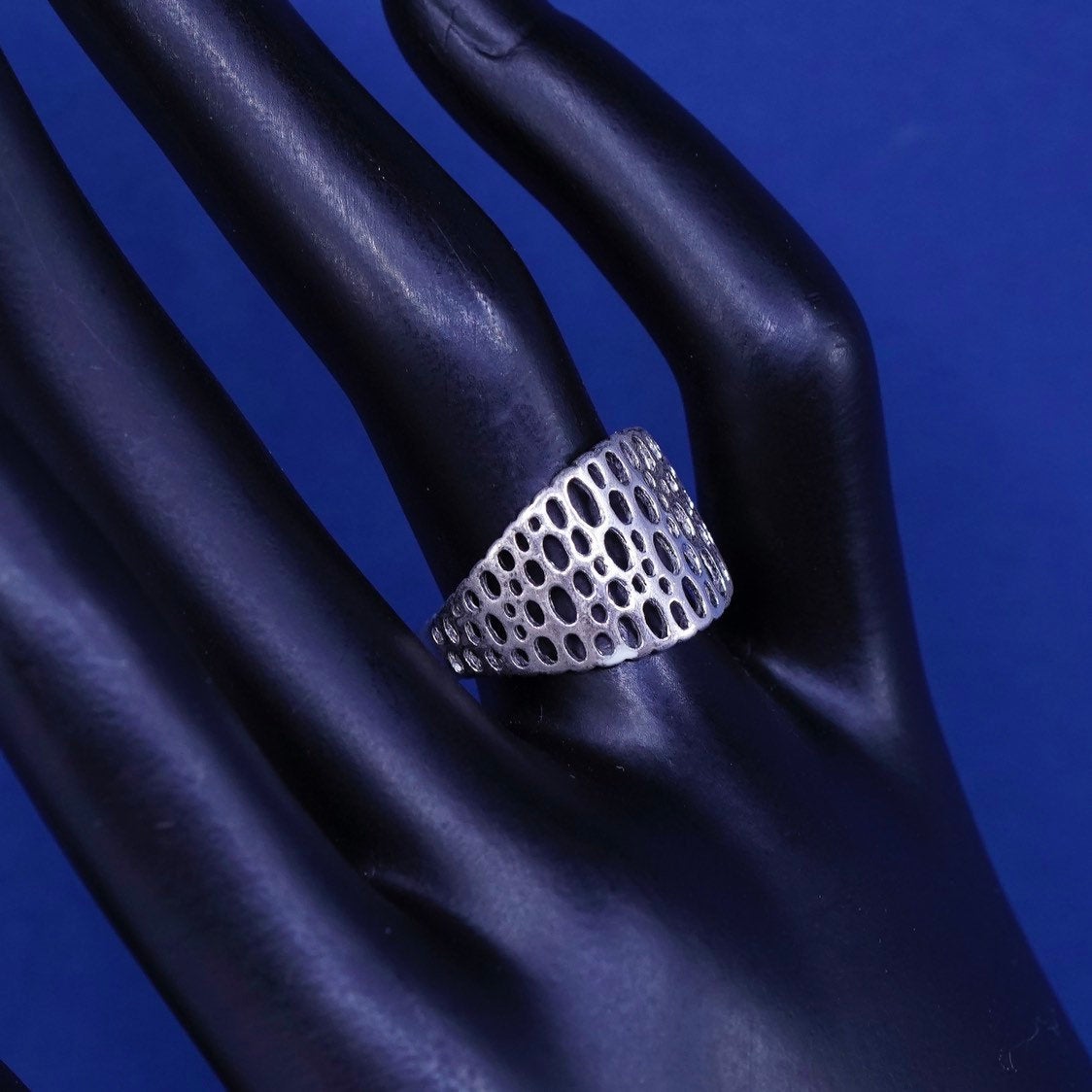sz 7, vtg Sterling silver handmade ring, 925 band w/ filigree