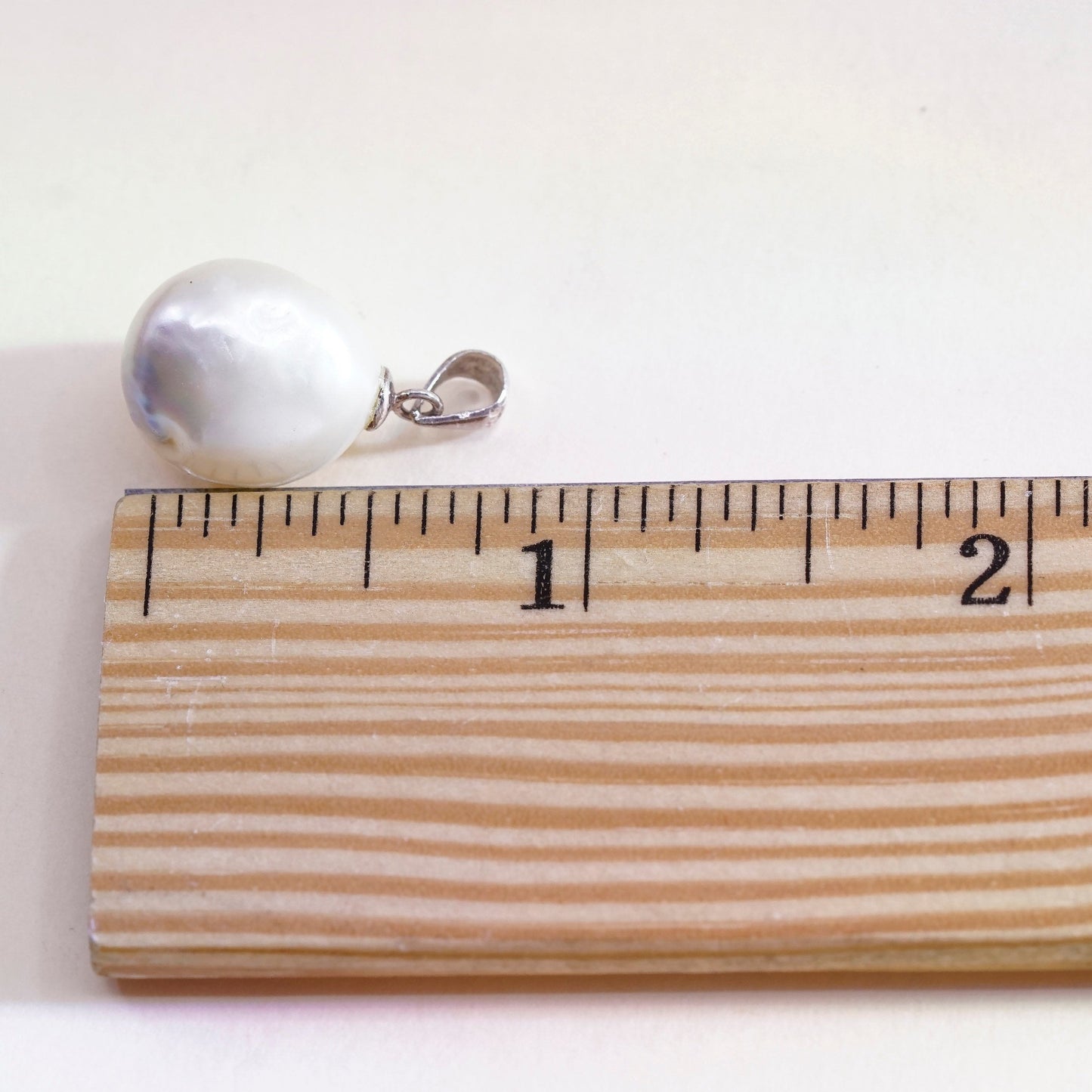 Vintage Sterling silver handmade pendant, solid 925 silver with pearl