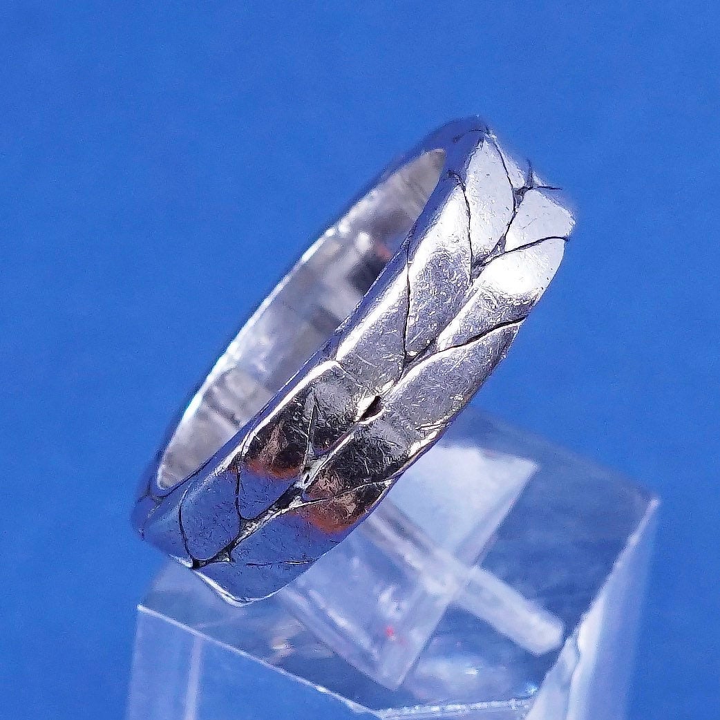 sz 9.25, vtg Sterling silver handmade ring, 925 cable band, stamped 925 mexico