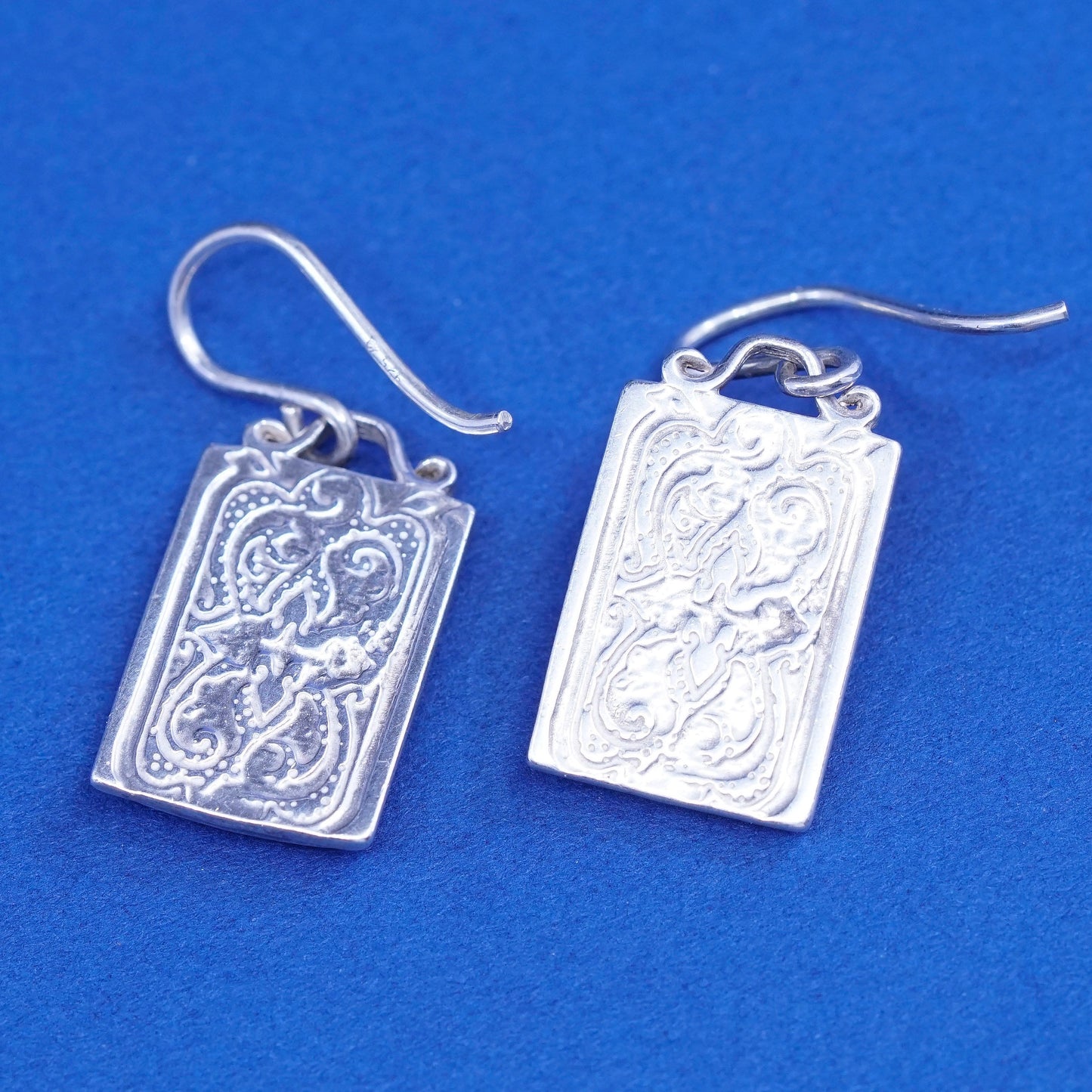 Vintage Sterling Silver handmade Earrings. 925 tag with cowboy girl portrait