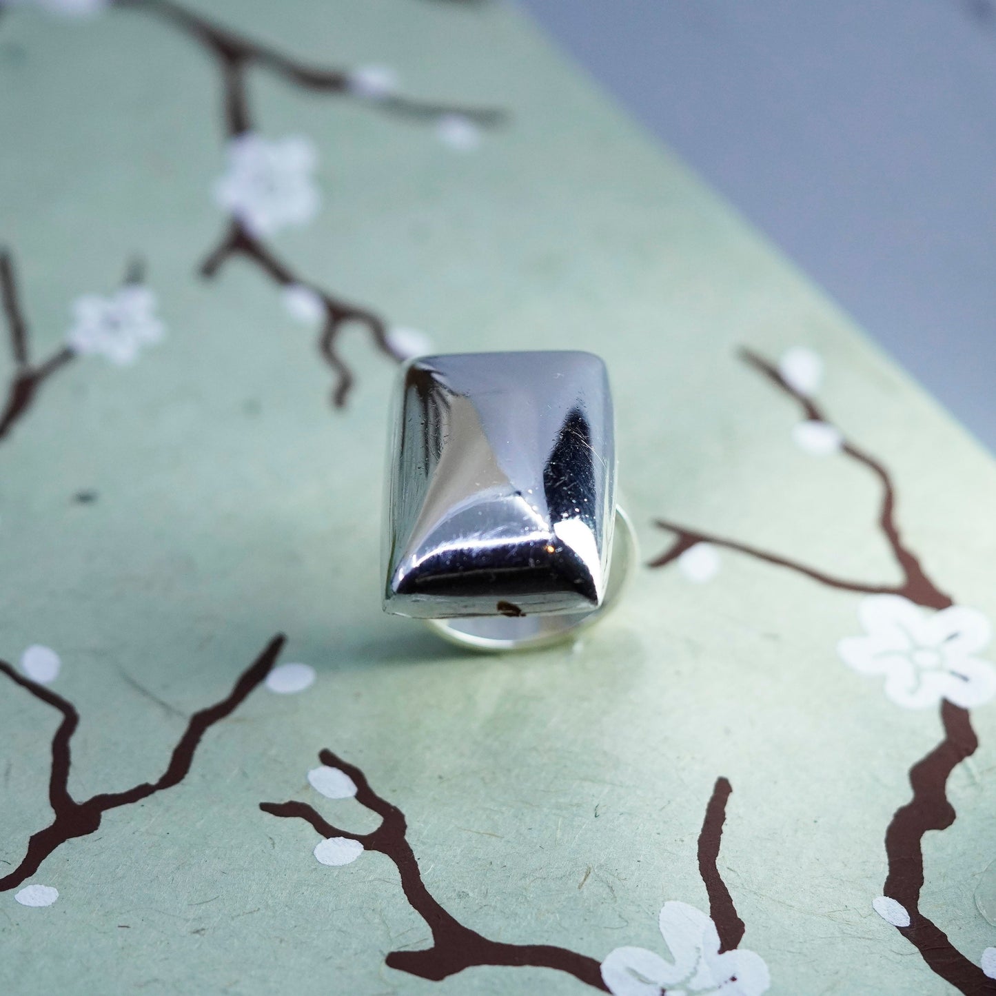 Size 8.5, vintage sterling silver handmade ring, Mexico 925 rectangular band