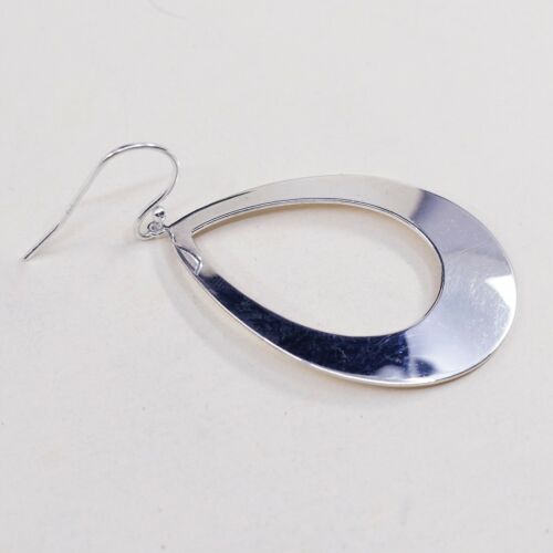 Vtg Simple Elegant Sterling 925 Silver Teardrop Dangles Earrings, Silver Tested