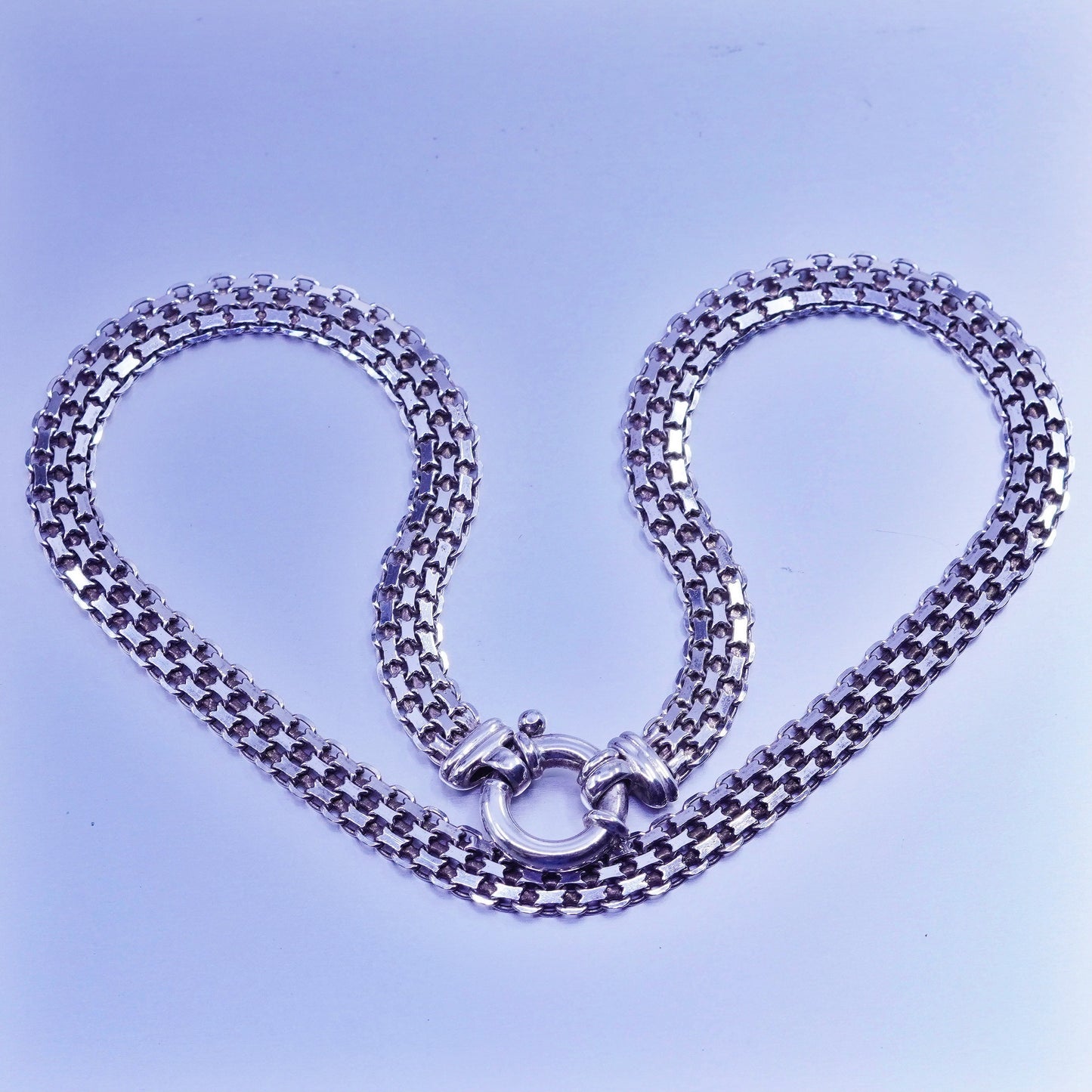 16” 8mm, Italy Milor Sterling 925 silver handmade flatten wide nugget necklace