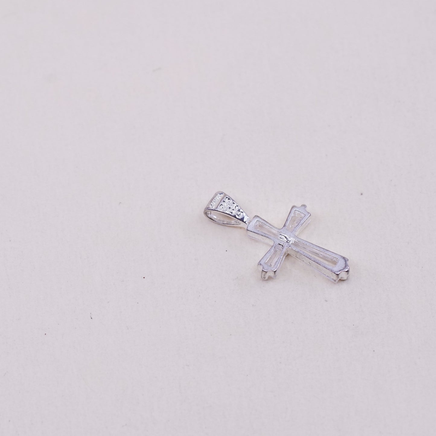 Vintage sterling silver pendant, 925 cross handmade pendant with Cz