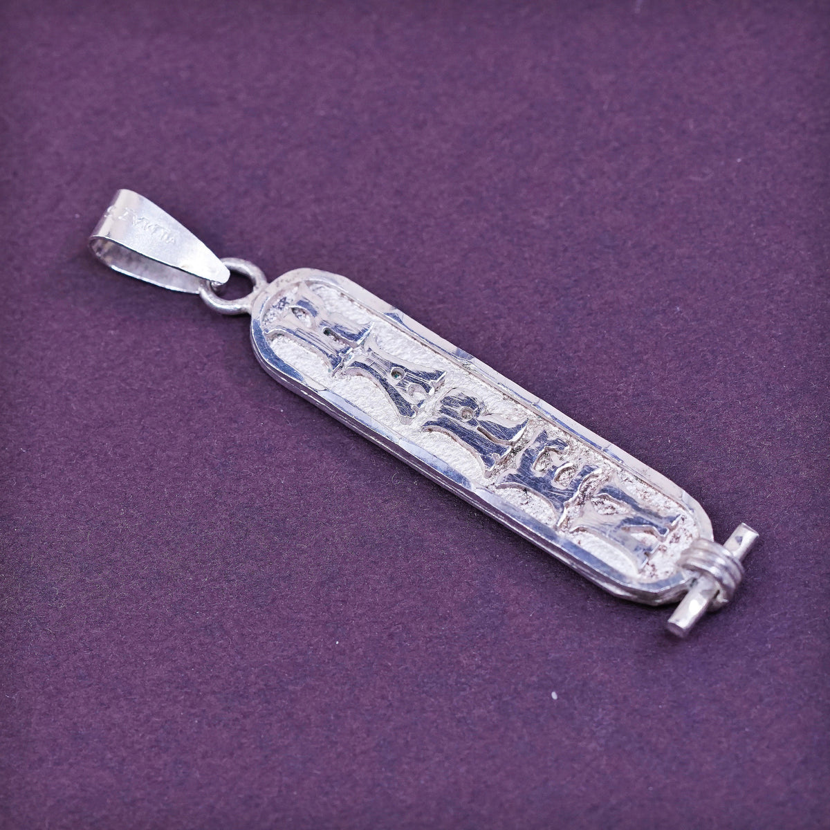 vtg Sterling silver handmade pendant, 925 Egyptian Cartouche tag