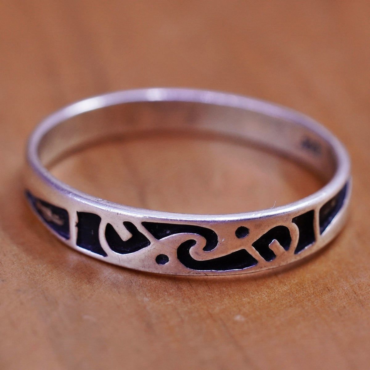 Size 10.5, vintage sterling silver handmade ring, 925 stackable patterned band