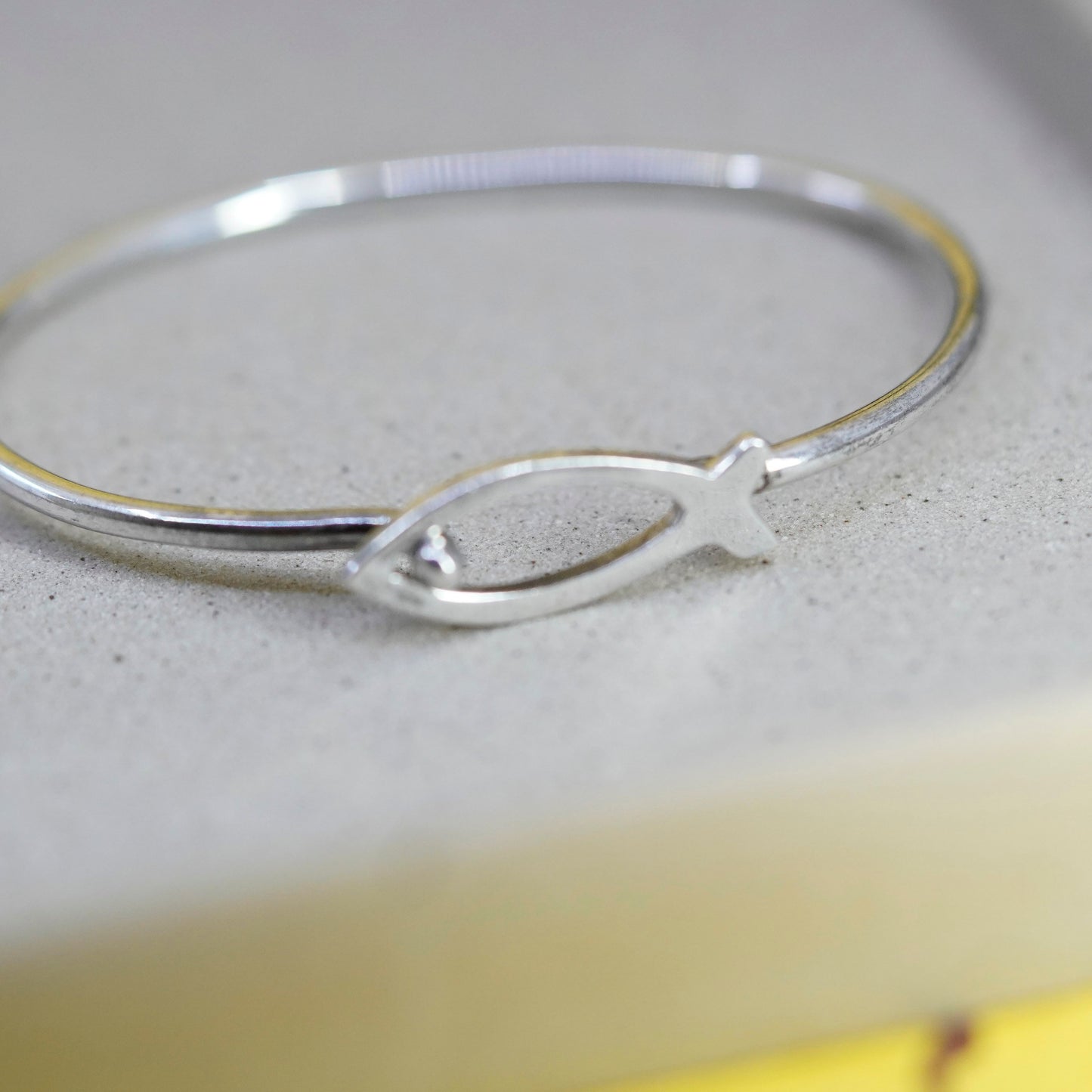 7.25”, vintage Sterling 925 Silver handmade Bangle, 925 fish hinged bangle
